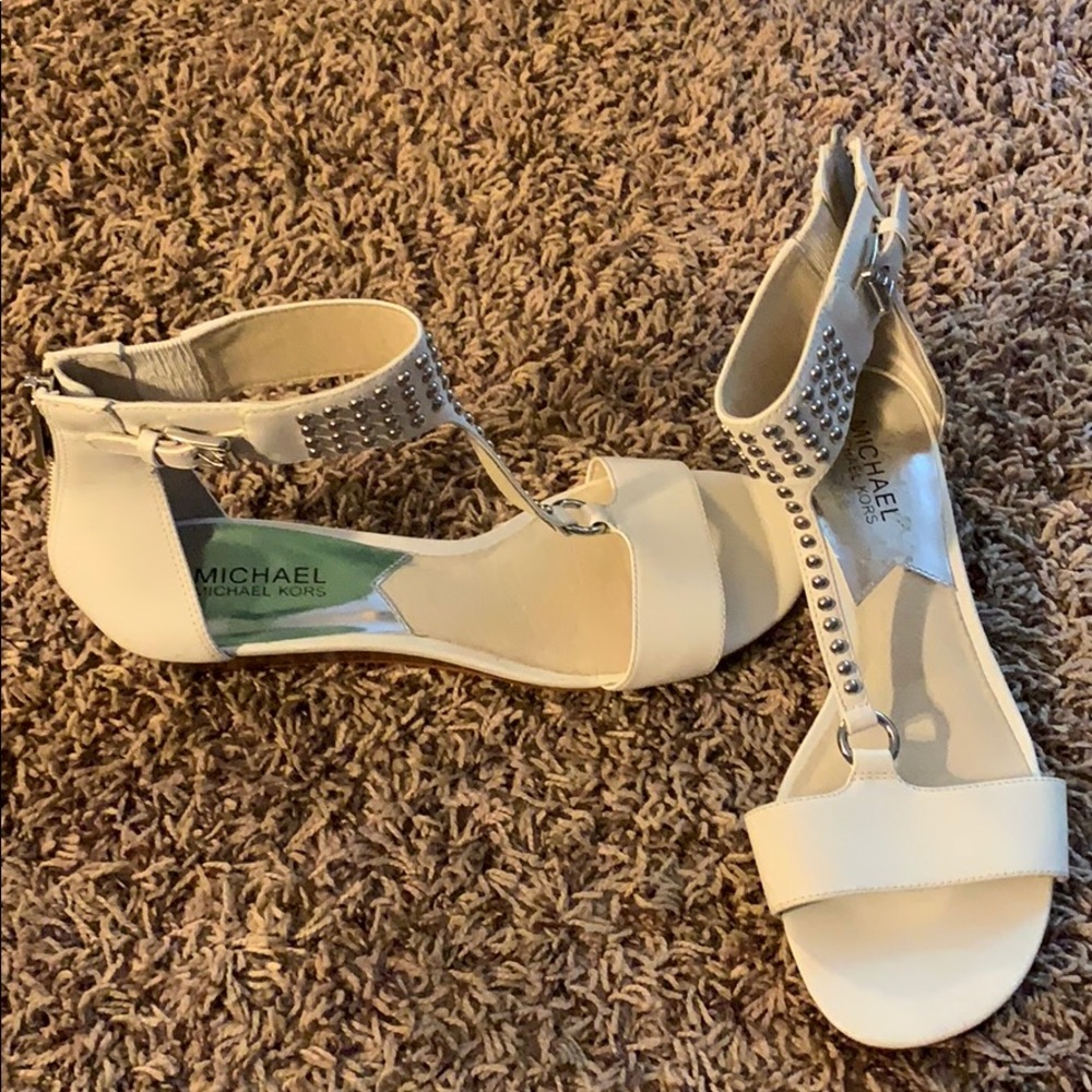 Michael Kors white zip up heel sandal